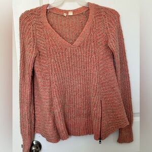 Anthropologie Moth Brand Pink Side-zip Sweater - size S